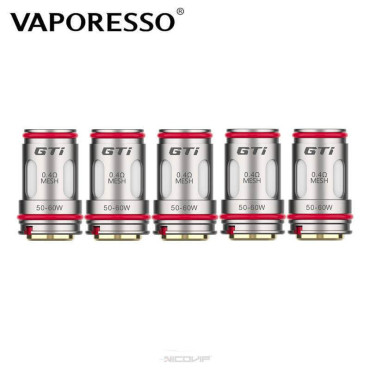 5 Résistances GTi Mesh Vaporesso - 0.4 Ohm 5 Résistances GTi Mesh Vaporesso - 0.4 Ohm