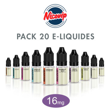 Pack 20 E-liquides Nicovip 16mg