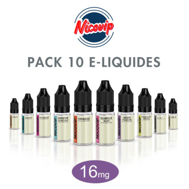 Pack 10 E-liquides Nicovip 16mg