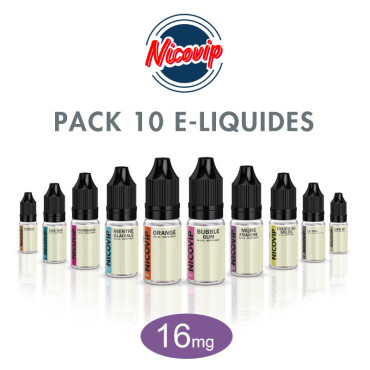 Pack 10 E-liquides Nicovip 16mg Pack 10 E-liquides Nicovip 16mg