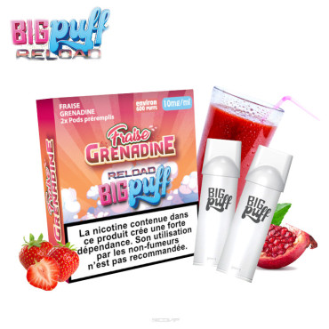 Pack 2 Cartouches Fraise Grenadine Big Puff Reload Pack 2 Cartouches Fraise Grenadine Big Puff Reload