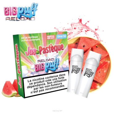 Pack 2 Cartouches Jus de Pastèque Big Puff Reload Pack 2 Cartouches Jus de Pastèque Big Puff Reload