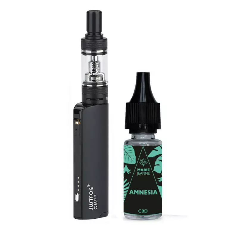 Kit CBD Q16 pro Justfog + Amnesia Marie Jeanne 10ml - Noir