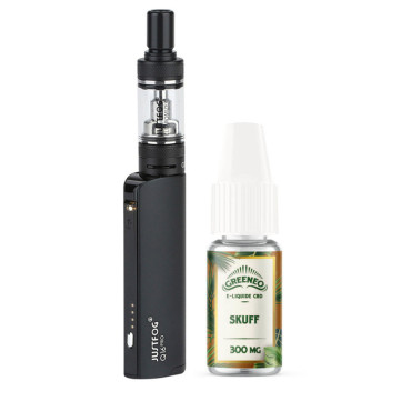 Kit CBD Q16 Pro Justfog + Skuff Greeneo 10ml - Noir Kit CBD Q16 Pro Justfog + Skuff Greeneo 10ml - Noir