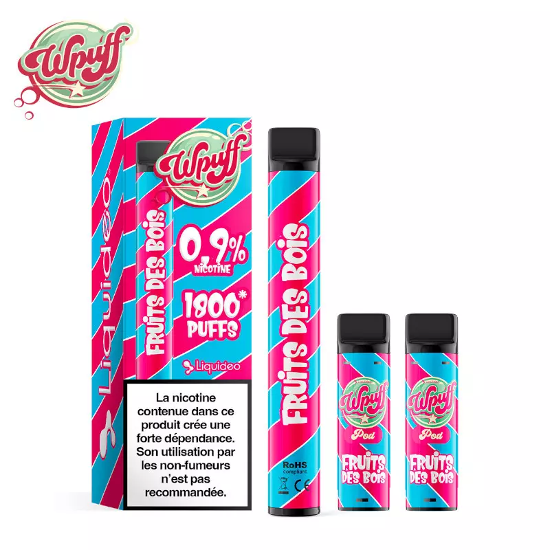 Kit Puff Wpuff 1800 1 Batterie + 3 Pods Fruit Des Bois Liquideo 6981