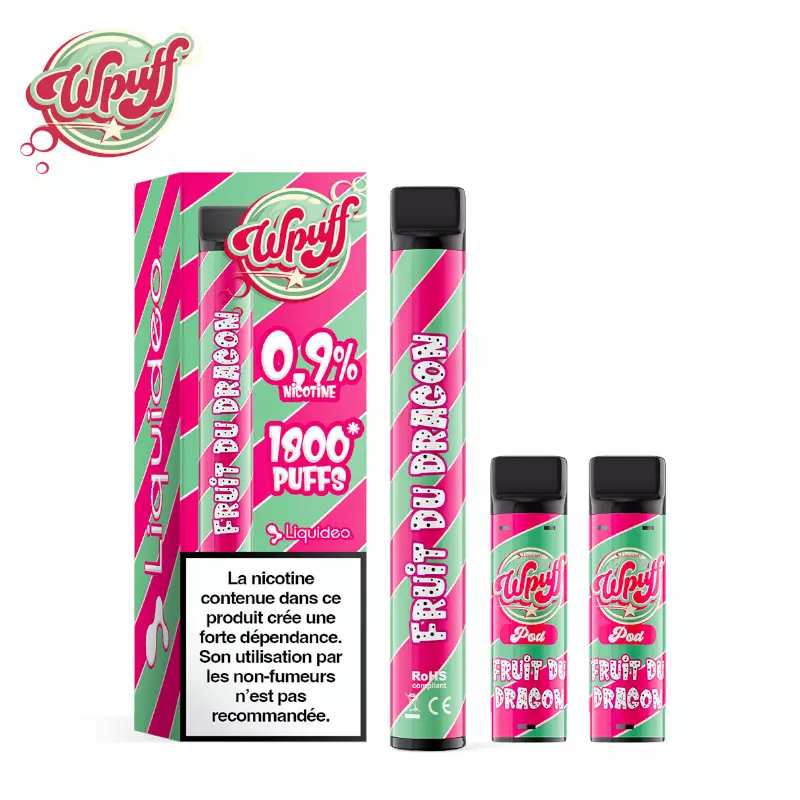 Kit Puff Wpuff 1800 1 Batterie + 3 Pods Fruit Du Dragon Liquideo 6982