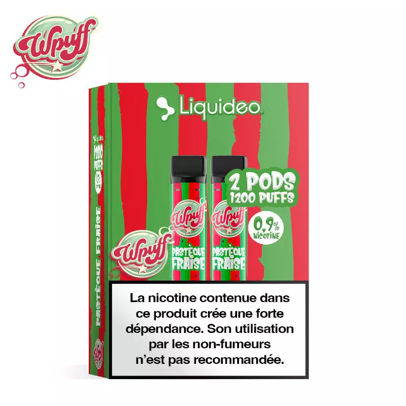2 Recharges Puff Pastèque Fraise Wpuff 1800 Liquideo 6997