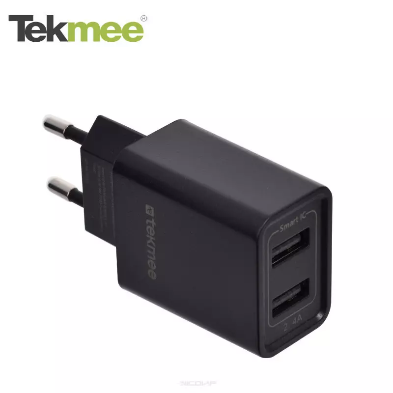Prise Secteur 2 ports USB 2.4A Tekmee - Noir