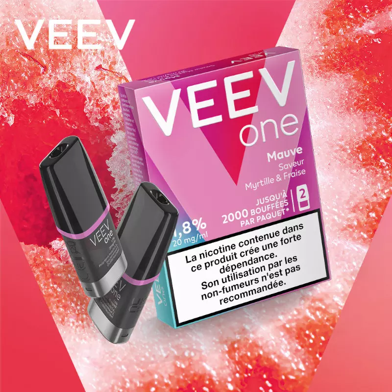 2 Recharges Puff Mauve Myrtille et Fraise Veev One 7186