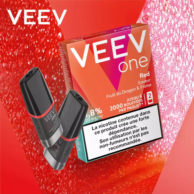 2 Recharges Puff Red Fruit du Dragon et Fraise Veev One 7187