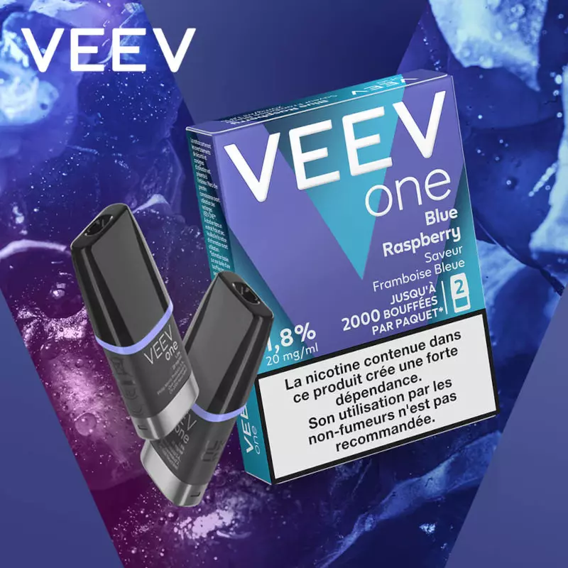 2 Recharges Puff Blue Raspberry Framboise Bleue Veev One 7190