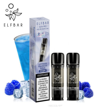 2 Recharges Puff Limonade Framboise Bleue Elfa pro Elfbar - Sans nicotine