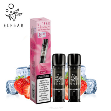 2 Recharges Puff Fraise Glacée Elfa pro Elfbar - Sans nicotine