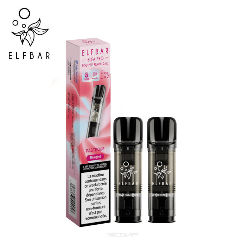 2 Recharges Puff Pastèque Elfa pro Elfbar - 10 mg