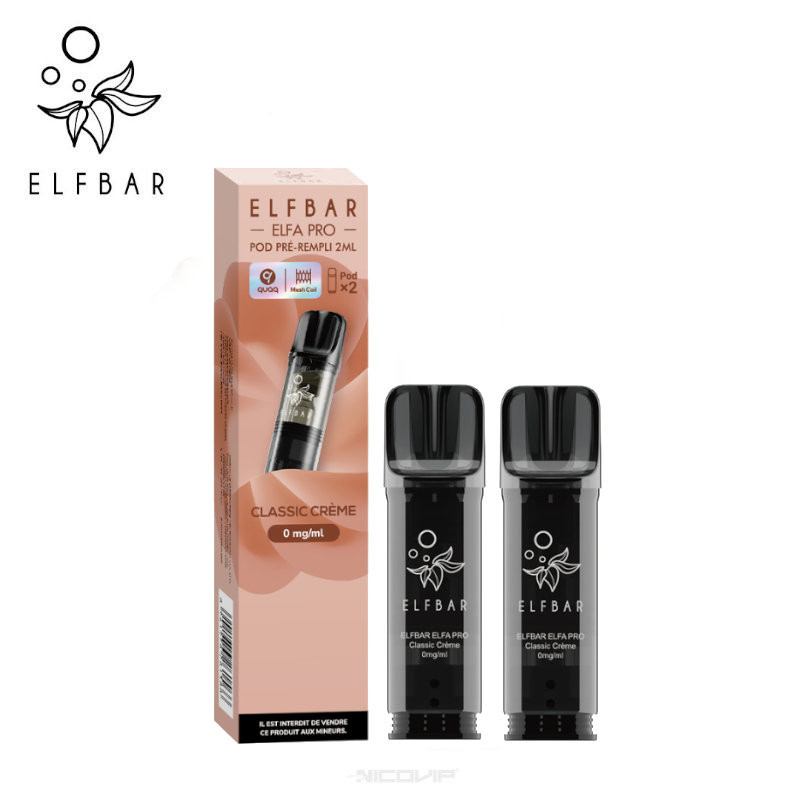 2 Recharges Puff Classic Crème Elfa pro Elfbar - 10 mg