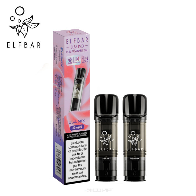 2 Recharges Puff USA Mix Elfa pro Elfbar - 10 mg