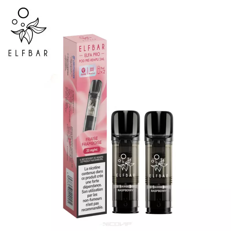 2 Recharges Puff Fraise Framboise Elfa pro Elfbar - 20 mg