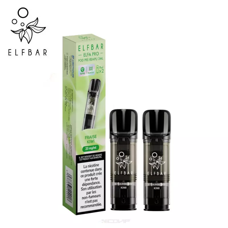 2 Recharges Puff Fraise Kiwi Elfa pro Elfbar - 20 mg