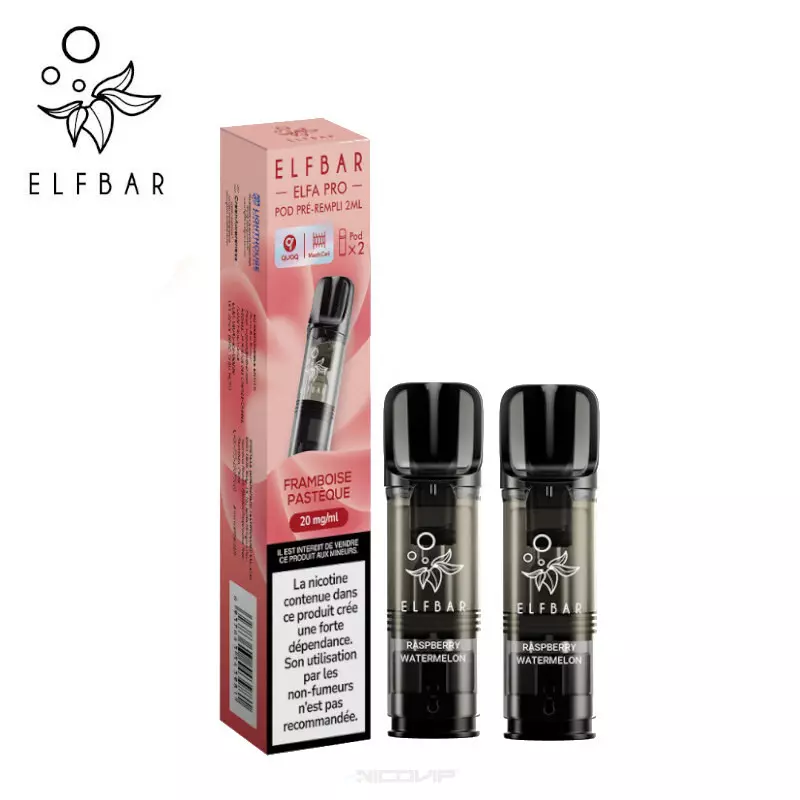 2 Recharges Puff Framboise Pastèque Elfa pro Elfbar - 20 mg