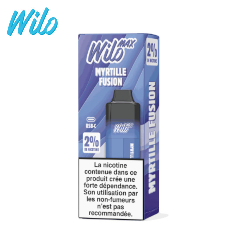 Kit Puff + Pod + Fiole Myrtille Fusion Wilo Max 12ml - 20 mg