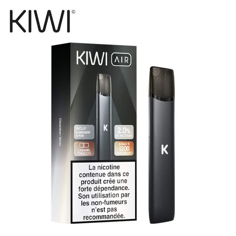 Starter Kit Kiwi Air Obsidian Grey Caramel Tobacco Kiwi Vapor