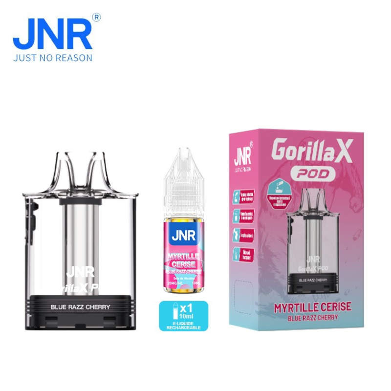 1 Cartouche + 1 e-liquide 10ml Blue Razz Cherry Gorilla X JNR