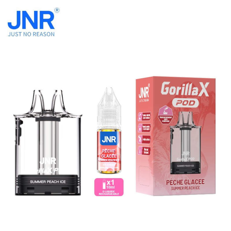1 Cartouche + 1 e-liquide 10ml Summer Peach Ice Gorilla X JNR