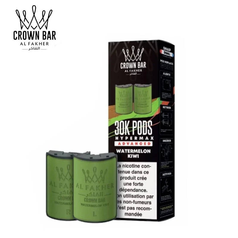 2 Cartouches Watermelon Kiwi Hyper Max Advanced 30k 10ml Al Fakher