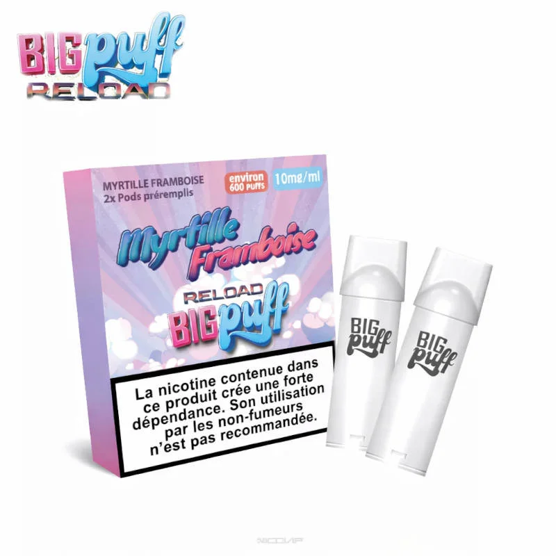 Pack 2 Cartouches Myrtille Framboise Big Puff Reload