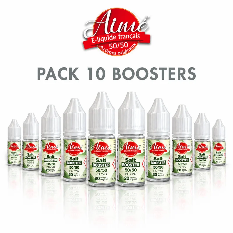 Pack 10 Salt Booster de nicotine 50/50 PG/VG Aimé