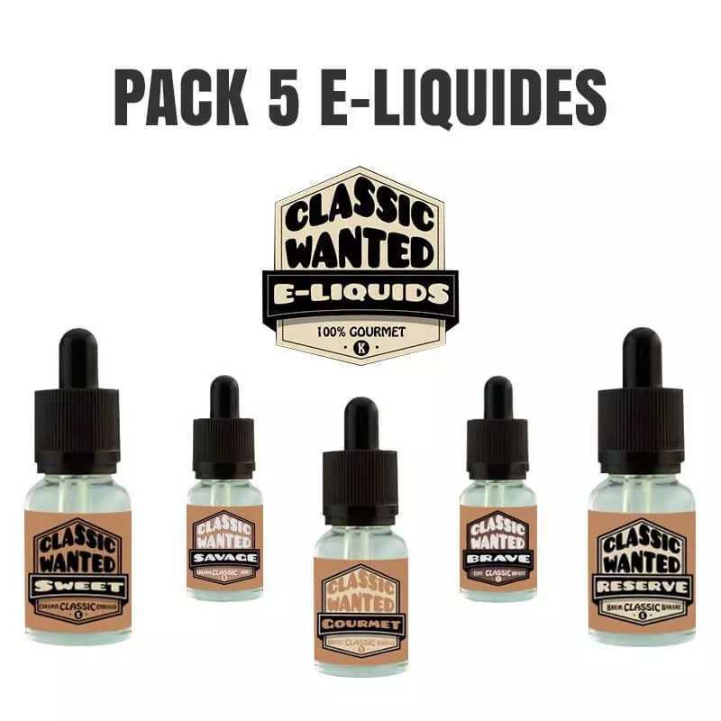 Pack 5 E-liquides Classic Wanted 10ml P817*
