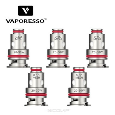 Pack de 5 résistances GTX Vaporesso - GTX Mesh 0.6 ohm Pack de 5 résistances GTX Vaporesso - GTX Mesh 0.6 ohm