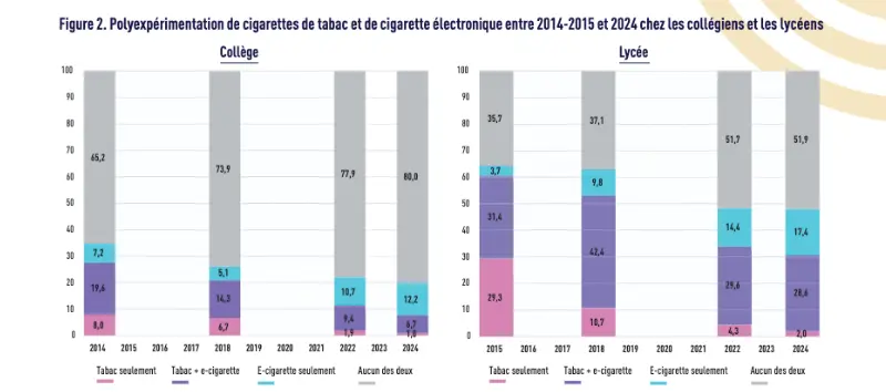 Consommation de tabac et de cigarette électronique au lycée et au collège en France