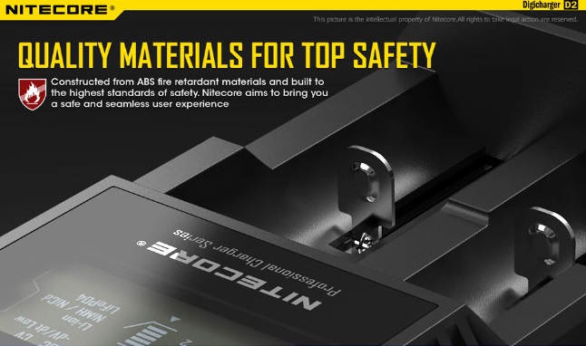 Chargeur D2 Nitecore sécurité conception