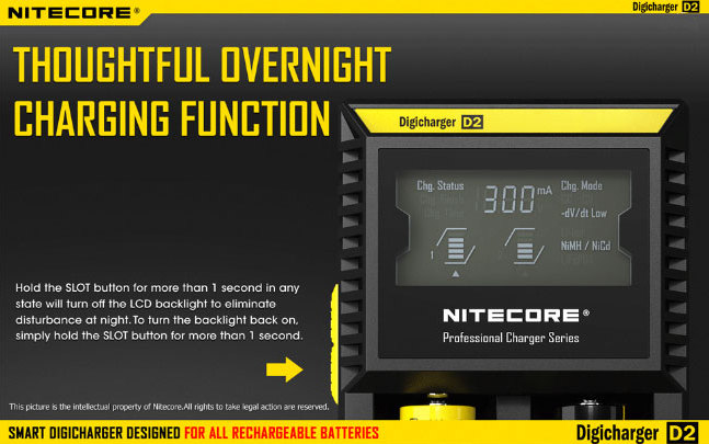 Chargeur D2 Nitecore écran