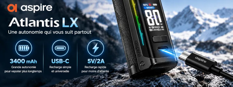 Kit Pod Atlantis LX 3400mAh Aspire batterie