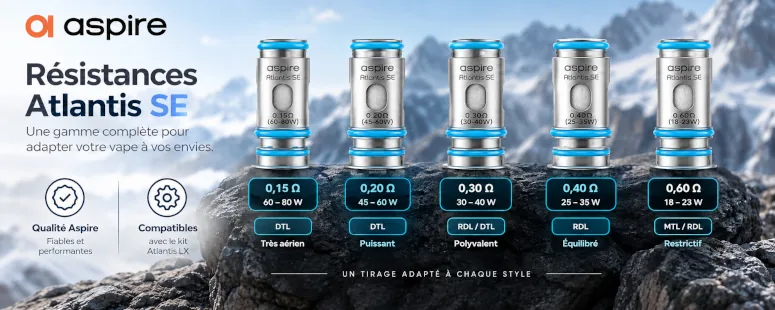 Kit Pod Atlantis LX 3400mAh Aspire résistances
