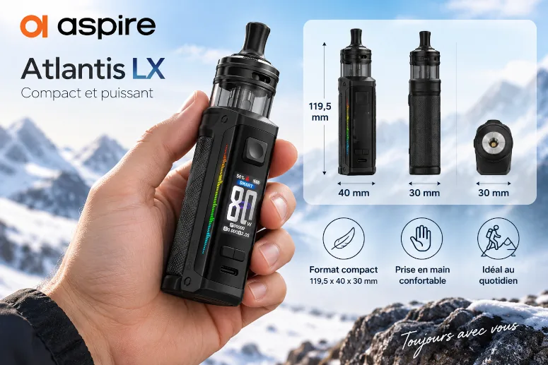 Kit Pod Atlantis LX 3400mAh Aspire format