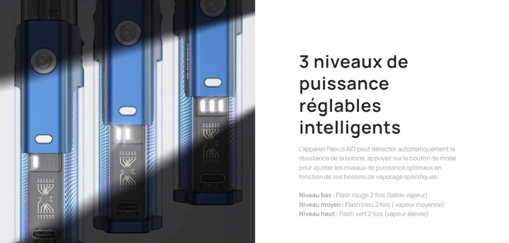Kit flexus AIO Aspire niveaux de puissance