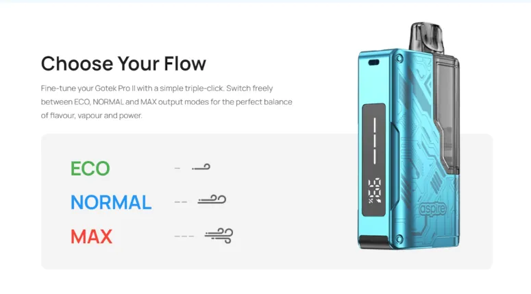 Kit Pod Gotek Pro 2 : modes disponibles