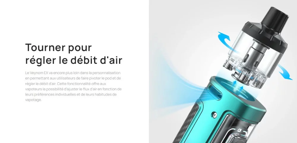 Kit Pod Veynom EX 100W Aspire airflow