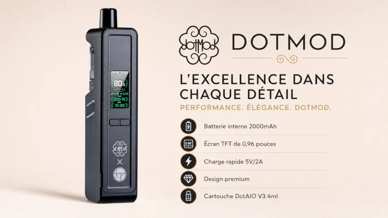 Kit DotAmp 2000mAh Dotmod x BP Mods caractéritiques