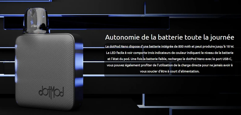 Kit dotPod Nano 800mAh Dotmod batterie
