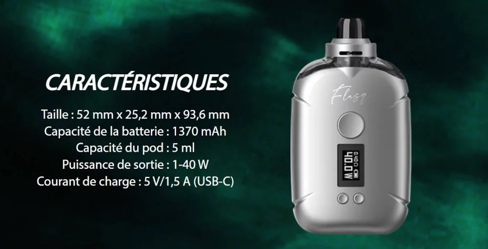 Kit FlasQ Pod 1370mAh Eleaf caractéristiques