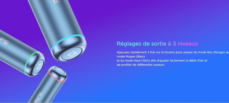 3 niveaux de puissance de la Wenax S3 Evo