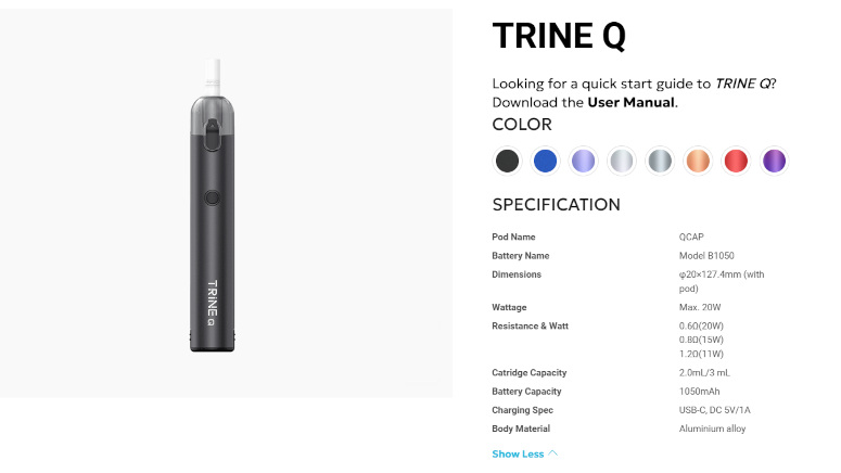Kit Pod Trine fiche technique innokin