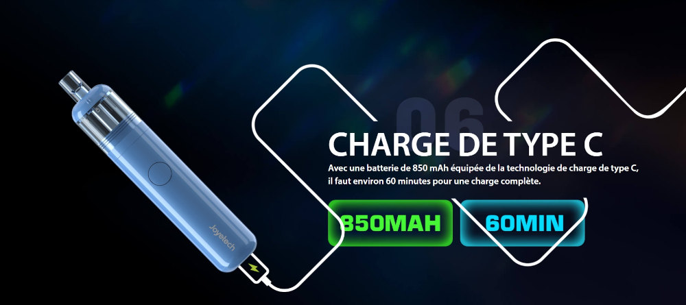 Kit Pod eGo 510 850mAh Joyetech rechargement batterie