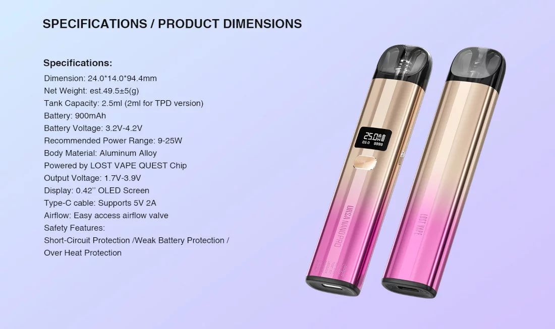 Caractéristiques Kit Pod Ursa Pro Lost Vape