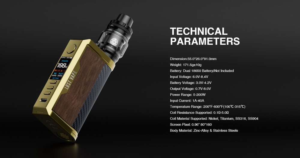 Kit Centaurus Q200 Subohm Lost Vape paramètres