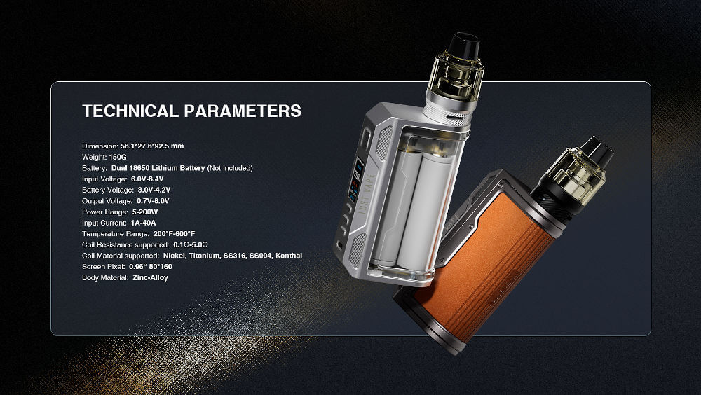 Kit Thelema Quest 200W Lost Vape caractéristiques